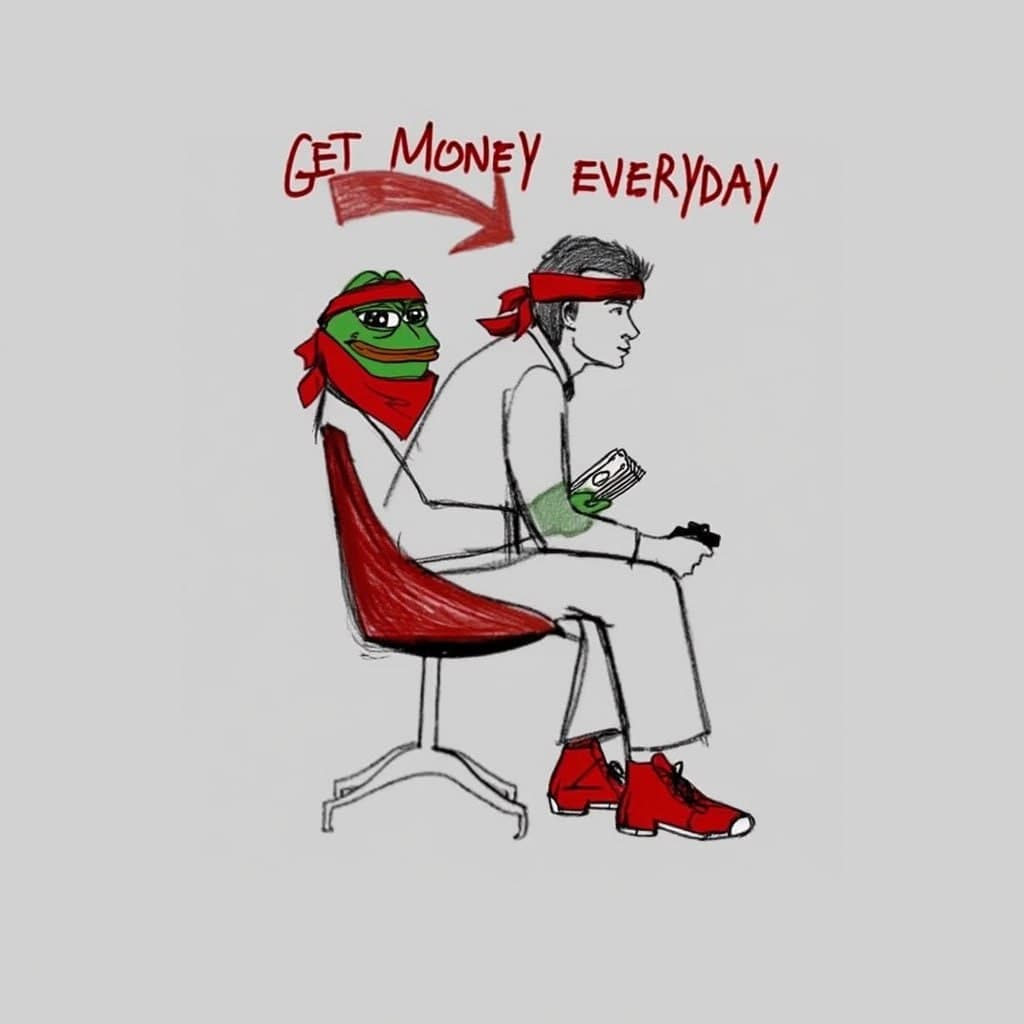 $GME mascot — hand-drawn sketch with arrow